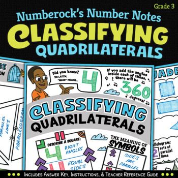 Preview of NUMBER NOTES ★ Classifying Quadrilaterals Worksheets ★ 3rd Grade Doodle Math