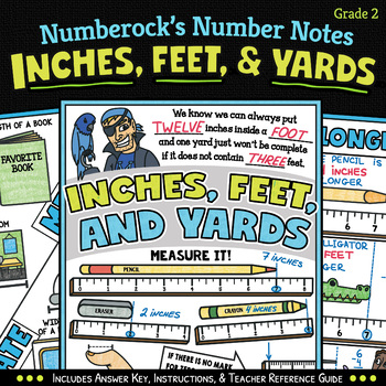Preview of NUMBER NOTES ★ Customary Measurement Worksheets (Length) ★ 2nd Grade Doodle Fun