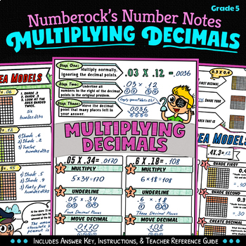 Preview of NUMBER NOTES ★ Fun Multiplying Decimals Activity ★ 5th Grade Math Doodling