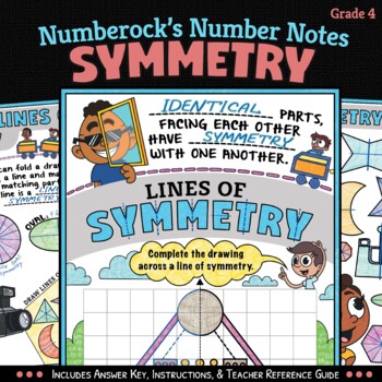 Preview of NUMBER NOTES ★ Lines of Symmetry Worksheets ★ 4th Grade Doodle Math Fun