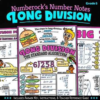 Preview of NUMBER NOTES ★ Long Division Activity ★ 5th Grade Long Division Doodle Math Fun