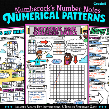 Preview of NUMBER NOTES ★ Numerical Patterns & Ordered Pairs Activity ★ 5th Grade Doodle