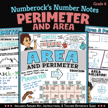 Preview of NUMBER NOTES ★ Perimeter and Area Worksheets ★ 4th Grade Doodle Math