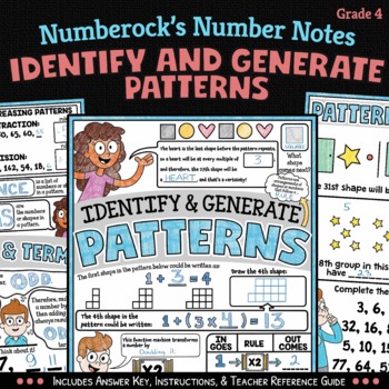 Preview of NUMBER NOTES ★ Shape and Number Patterns Activity ★ 4.OA.5 Doodle Worksheets