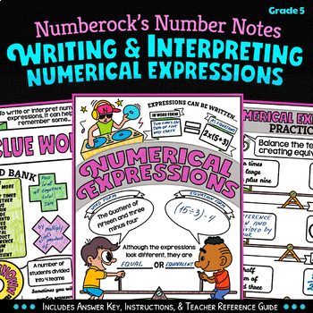 Preview of NUMBER NOTES ★ Writing Numerical Expressions ★ 5th Grade Doodle Activity 5.OA.1