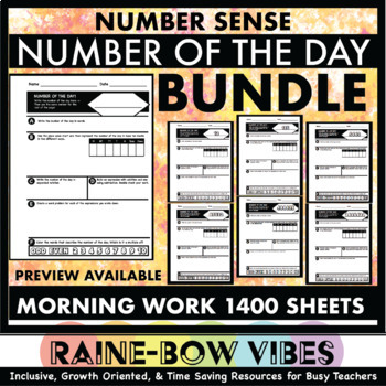Preview of NUMBER OF THE DAY MORNING WORK SPIRAL REVIEW WORKSHEETS