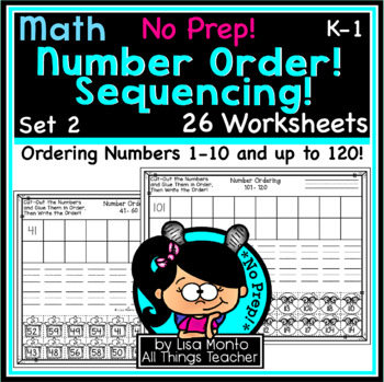 Preview of Math | NUMBER ORDER Sequencing (1-120) | NO PREP Worksheets Kindergarten - 1st