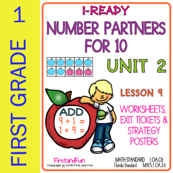 Preview of NUMBER PARTNERS FOR 10 UNIT 2 LESSON 9 i READY MATH WORKSHEETS POSTERS EXIT