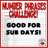 NUMBER PHRASES ACTIVITY | BACK TO SCHOOL | SUB DAY – ALL SUBJECTS