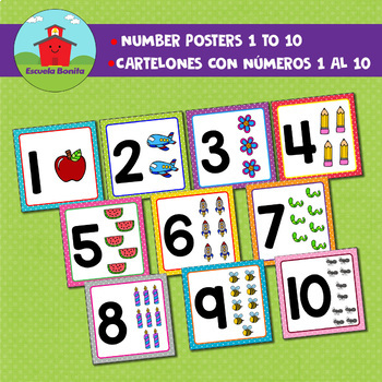 NUMBER POSTERS 1-10 / POSTERS CON LOS NÚMEROS DEL 1 al 10 by Escuela Bonita