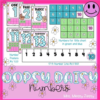 Preview of NUMBER POSTERS/ NUMBER LINE/ 100s CHART NUMBERS *Oopsy Daisy Decor*