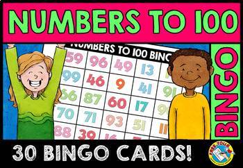 Preview of 100TH DAY OF SCHOOL ACTIVITY KINDERGARTEN 1ST GRADE NUMBERS TO 100 BINGO GAME