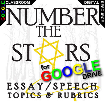 Preview of NUMBER THE STARS Essay Questions, Speech Writing Prompts DIGITAL Thesis