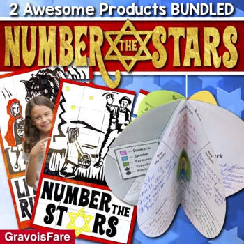 Preview of NUMBER THE STARS Novel Study Bundle: Circlebook Reports & Collaborative Posters