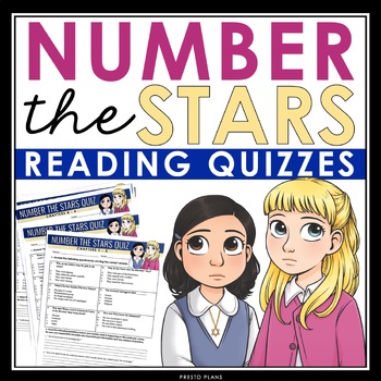 Preview of Number the Stars Quizzes - Multiple Choice and Quote Chapter Reading Quizzes