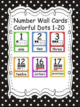 Preview of NUMBER WALL CARDS 1-20/COLORFUL DOTS