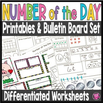Preview of Number of the Day Kindergarten Worksheets - Number of the Day Posters 1st Grade