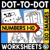 NUMBERS 1-10 CONNECT THE DOT TO DOT COLORING PAGES MATH CO