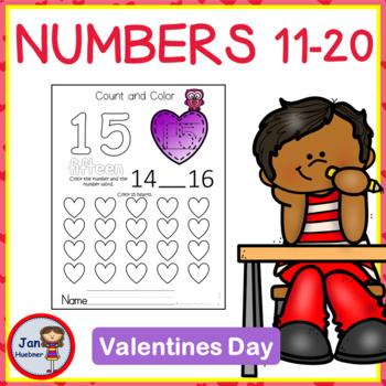 Preview of NUMBERS 11-20 Valentines Day Worksheets 