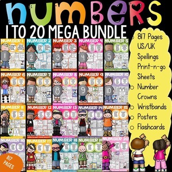 Preview of Number of the Day Worksheets Bundle | Kindergarten, 1st and 2nd grade
