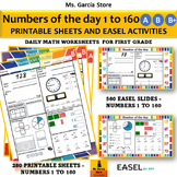 NUMBERS OF THE DAY 1 TO 160 // 280 worksheets and 560 EASE