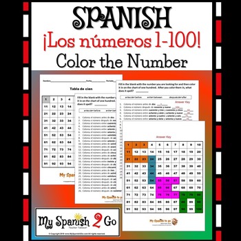 numbers spanish 1 100 worksheet with hundreds chart fun by my spanish 2 go