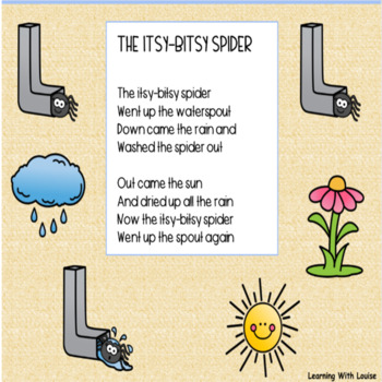 NURSERY RHYME SETS- ITSY-BITSY SPIDER by Learning with Louise | TpT