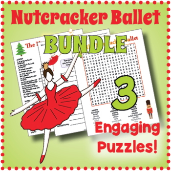 Preview of NUTCRACKER BALLET BUNDLE - Crossword, Word Search & Scramble Worksheets