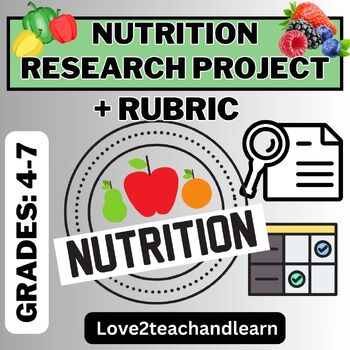 Preview of NUTRITION Research Project with RUBRIC (Health PE Science) Activity