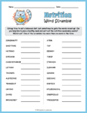 NUTRITION Word Scramble Puzzle Worksheet Activity