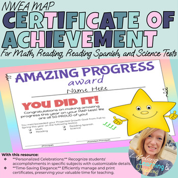 Preview of NWEA MAP Certificate of Achievement **DIGITAL & EDITABLE on Google Slides**