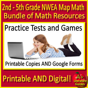 Preview of 2nd - 5th Grade NWEA Map Math Bundle - Practice Tests and Games Spiral Test Prep