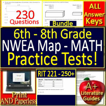 Preview of NWEA MAP Math Bundle - Practice Tests RIT 221 - 250+ Printable & Self-Grading