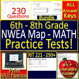 NWEA MAP Math Bundle - Practice Tests RIT 221 - 250+ Print