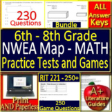 NWEA MAP Math Bundle - RIT 221 - 250+ Grades 6 - 8 Self-Gr