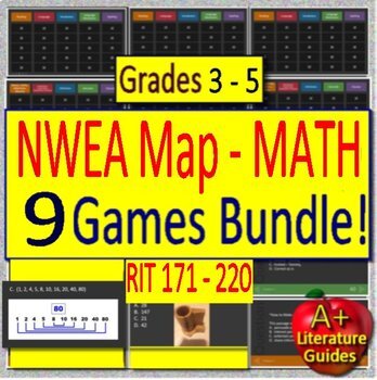 Preview of NWEA MAP Math Games Bundle (RIT 171 - 220) 9 Games for PowerPoint or Google