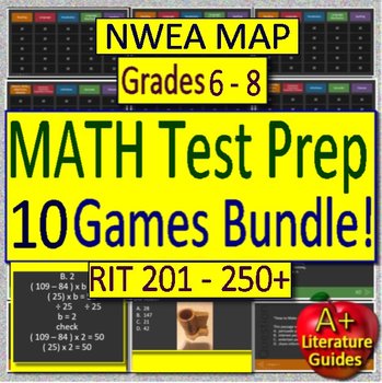 Preview of NWEA MAP Math Games Bundle - (RIT 201 - 250+) 10 Games for PowerPoint or Google