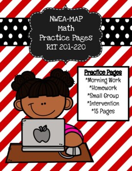 Preview of NWEA MAP Math: Practice Pages RIT 201-220