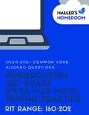 BUNDLE Kindergarten - 3rd Grade NWEA MAP Math Practice Questions [RIT 160-202]