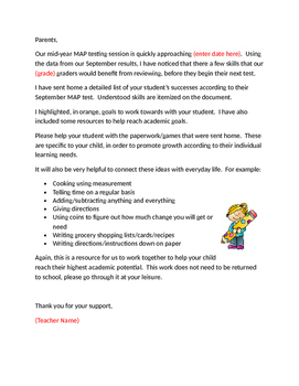 Preview of NWEA MAP Parent Letter for skills review