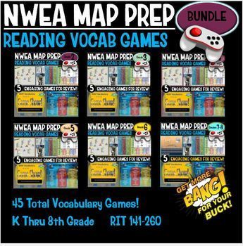 Preview of NWEA Reading No Prep Reading Vocabulary Games 1st thru 8th Grade