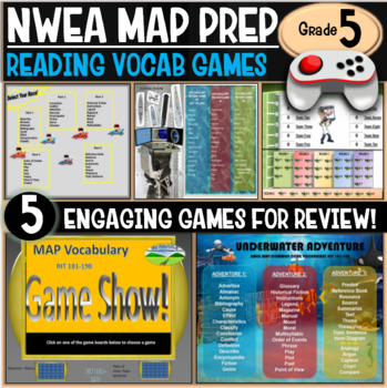 Preview of NWEA MAP No Prep Reading Games 5th Grade RIT 201-210