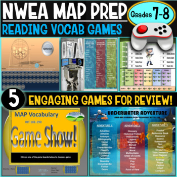 Preview of NWEA MAP No Prep Reading Games 7th and 8th Grade RIT 221-260