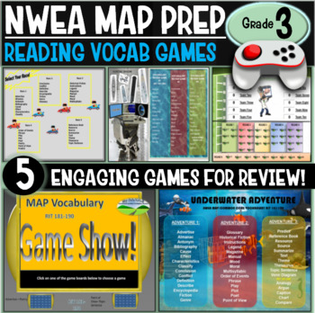 Preview of NWEA MAP No Prep Reading Games 3rd Grade RIT 181-190
