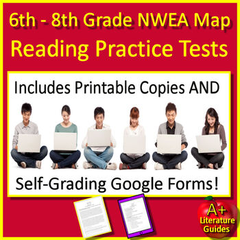 Preview of 6th 7th 8th Grade NWEA Map Reading Practice Tests Printable and Google Test Prep