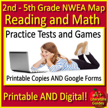 Preview of 2nd - 5th Grade NWEA Map Reading and Math Practice Tests and Games Spiral Review