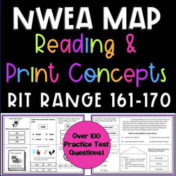 Preview of NWEA MAP Test Prep Reading & Print Concepts RIT RANGE 161-170 Questions