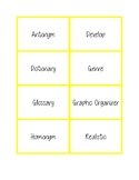 NWEA MAP Testing Vocabulary Word Wall Cards Yellow RIT 181-210