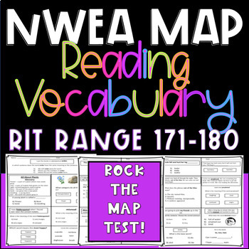 Preview of NWEA MAP Prep Test Vocabulary RIT RANGE 171-180 Practice Questions