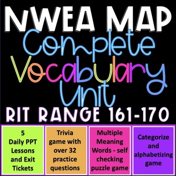 Preview of NWEA MAP Test Prep Reading Vocabulary RIT Range 161-170 Complete Test Prep Unit